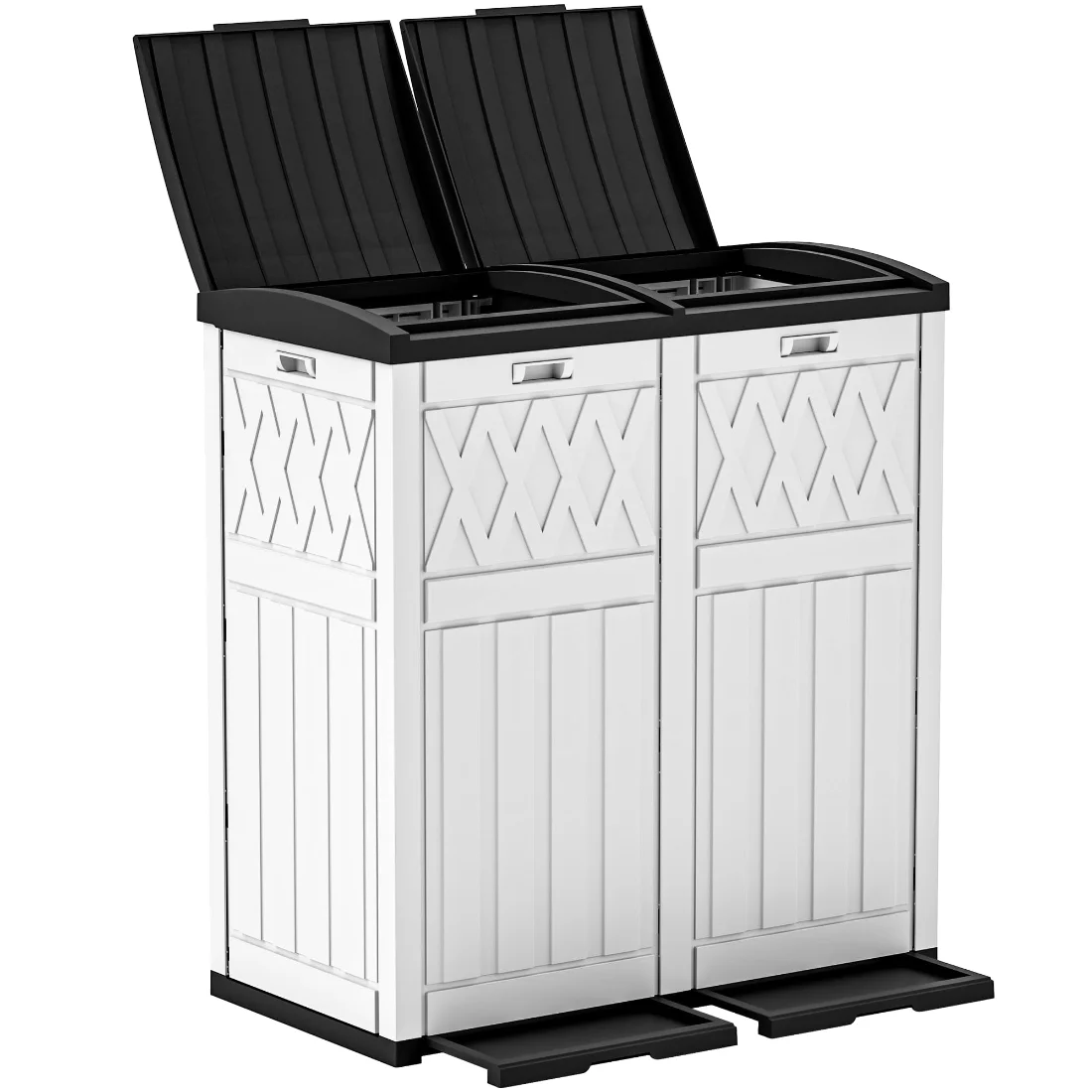 DWVO Dual Outdoor Trash Can, 72-Gallon