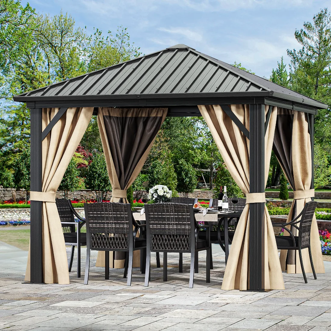 DWVO Hardtop Gazebo 10x10 ft, Galvanized Steel